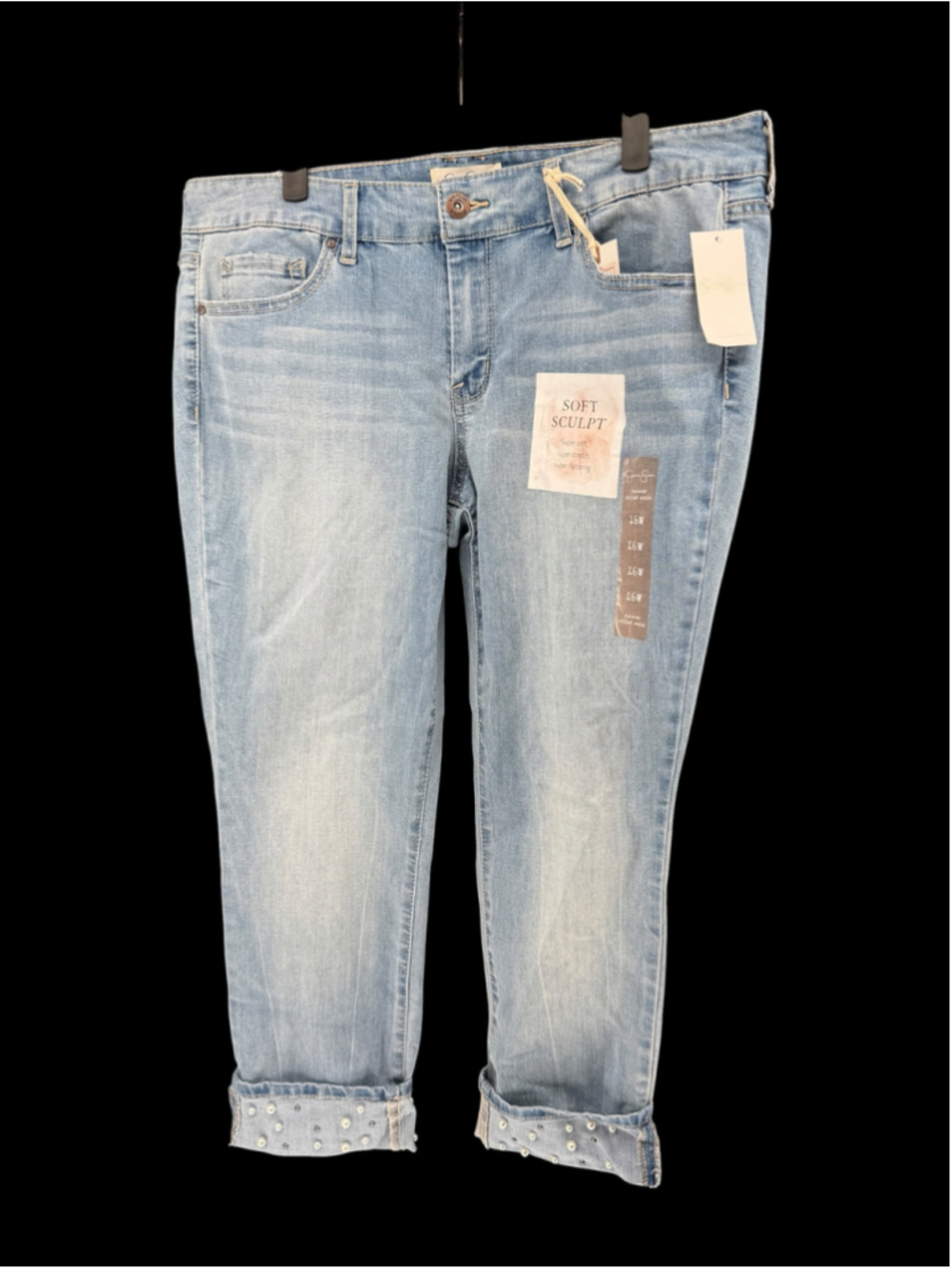 Jessica Simpson Women's Plus 16W Blue Soft Sculpt Rolled Ankle Jeans